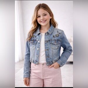 Girls Embellished Denim Jacket – Child Size Medium